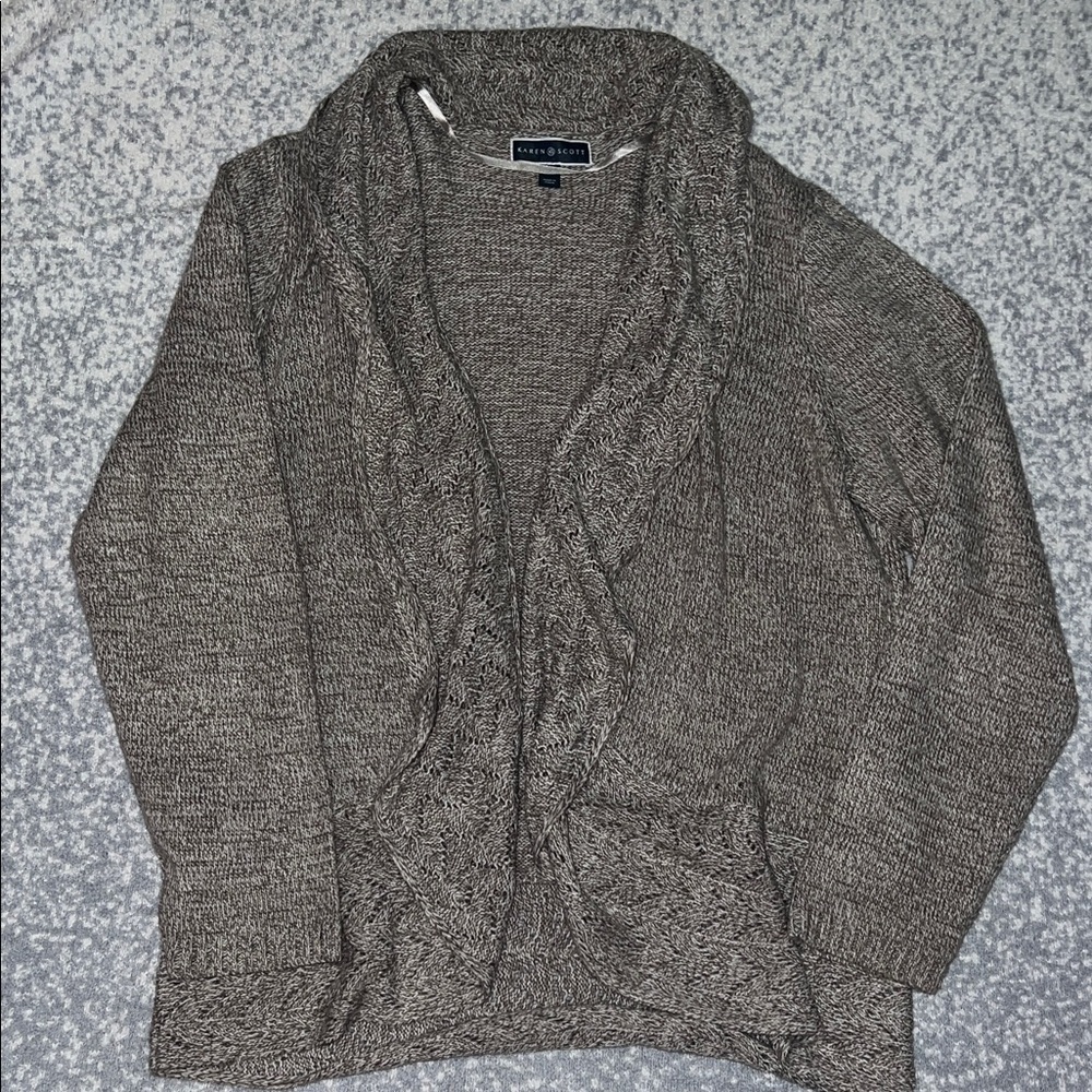 Karen Scott Charcoal Knit Cardigan